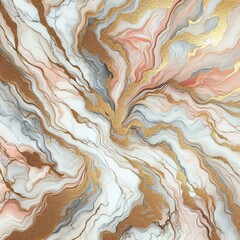 Obraz premium Abstract marble texture with intricate patterns in soft pink, gold, and gray tones, showcasing natural beauty and elegance in design