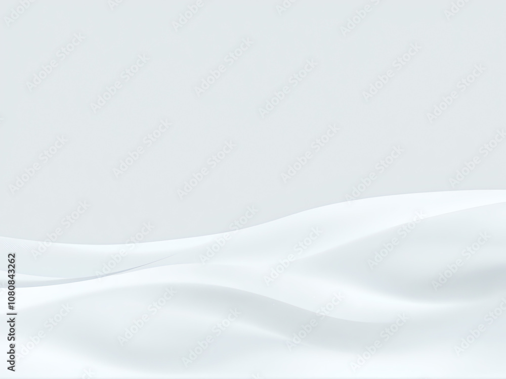 Poster smooth white fabric gently flowing over a soft grey surface, creating an elegant and calming aesthet