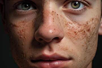 Fototapeta premium Allergy young person face pimples care treatment generate Ai