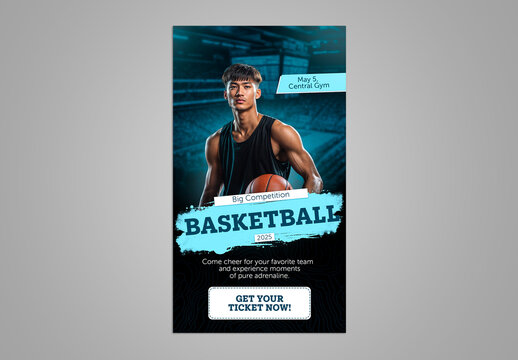 Basketball Game Flyer Social Media Template generative ai