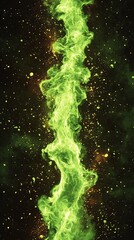 A mesmerizing display of green cosmic smoke swirling against a backdrop of stars, representing the...