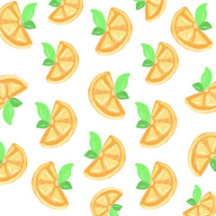 seamless pattern with oranges Lemon summer decoration background