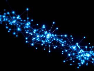 Fototapeta premium vibrant blue digital network design showcasing interconnected nodes and connections against a black background