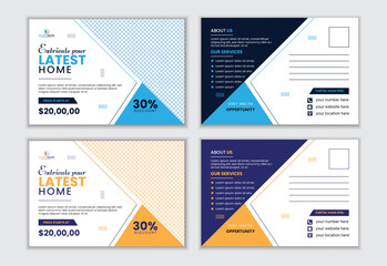 Obraz premium vector real estate home for sale postcard design template , unique and modern postcard design. Modern Real estate postcard template design