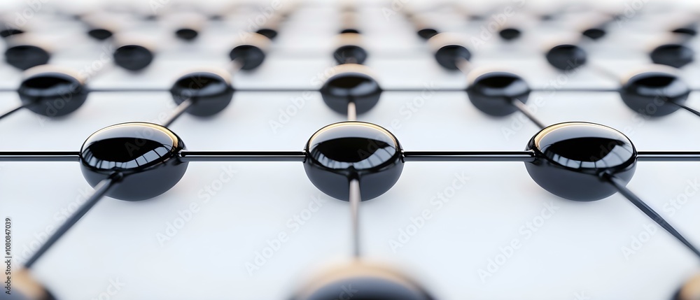 Poster a close-up view of a molecular structure, showcasing a grid of atoms connected by bonds in a three-d