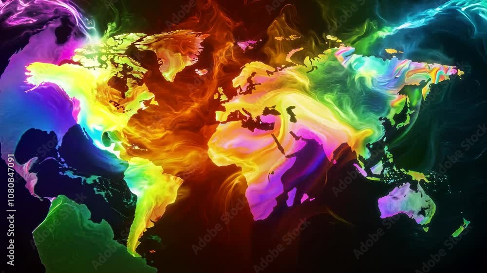 Aufkleber abstract map of continents. globalization and geopolitics in high-tech world of future. 3d of commun
