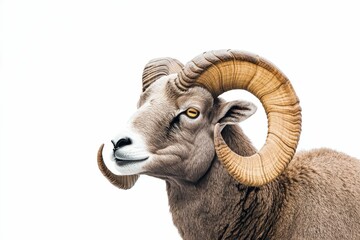 Close-up of a bighorn sheep's face.