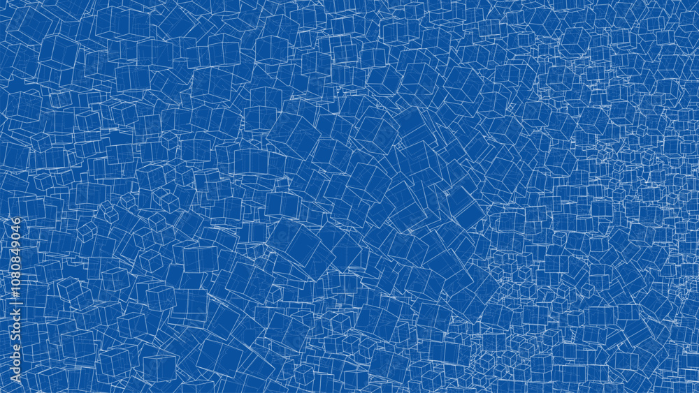Aufkleber wireframe boxes. sketch style. 3d rendering vector