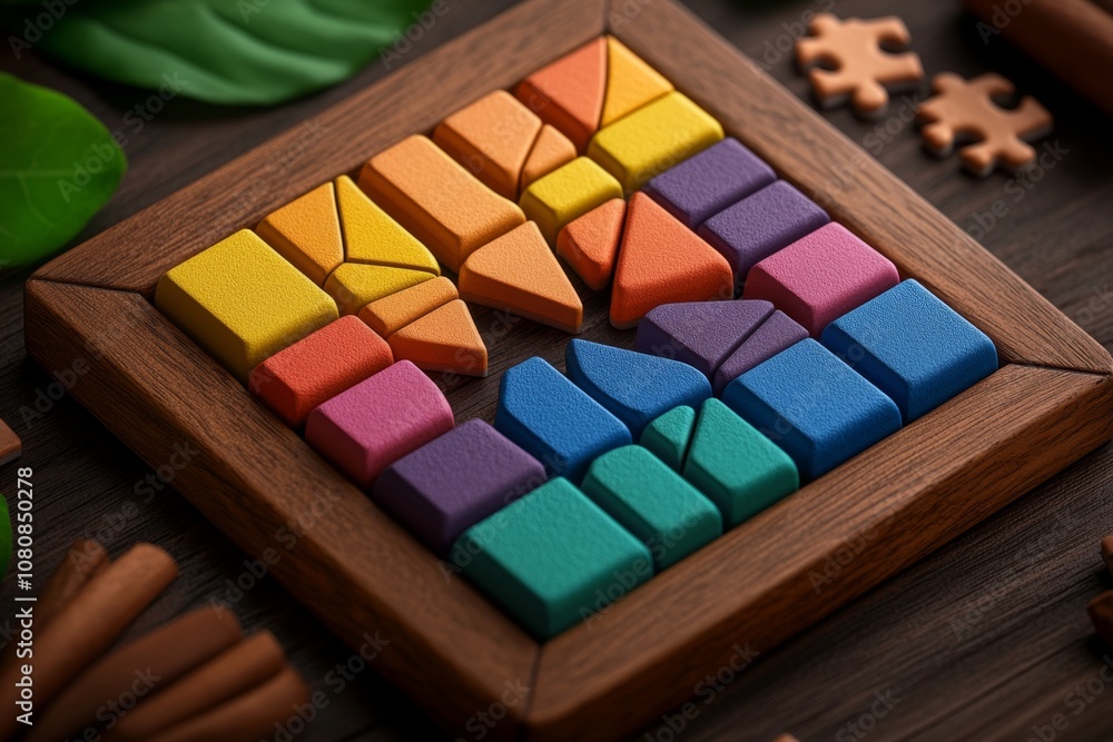 Poster Pixel art puzzle with colorful pieces arranged in retro 8-bit style, creating a nostalgic gaming feel