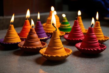 Vibrant Clay Diya Lamps Embracing Hindu Culture and Spiritual Significance