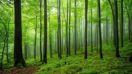 Naklejka premium Misty Green Forest