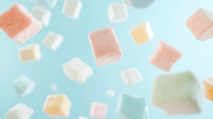 Soft, pastel-colored marshmallows filling the frame against a clean, light background