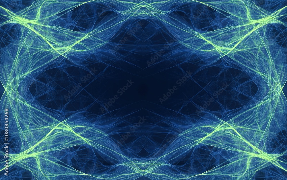 Poster colorful abstract lines swirl elegantly across a dark background, creating a mesmerizing visual effe