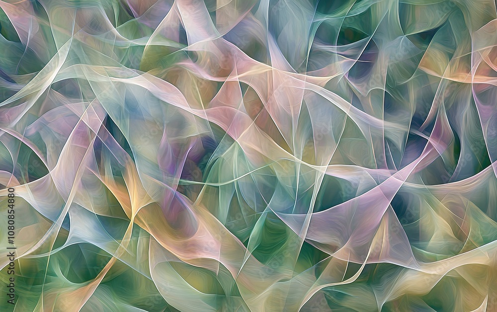 Poster abstract swirling patterns in soft pastel colors create a serene atmosphere in a contemporary artwor