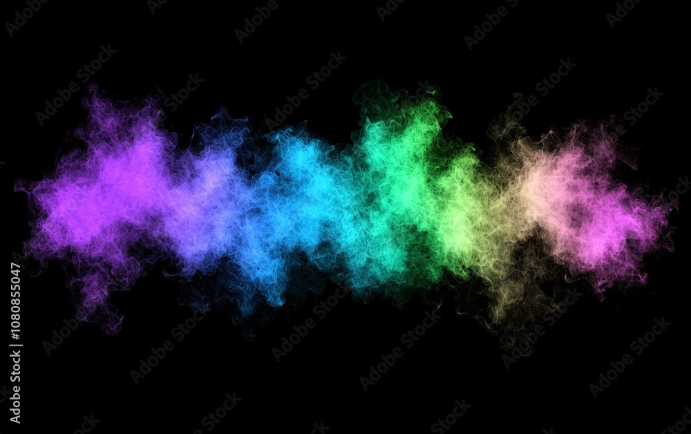 Poster colorful smoke waves create a vibrant visual display against a black background in an artistic repre