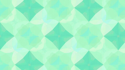 Abstract geometric pattern in shades of pastel green with overlapping circles, triangles and squares creating a sophisticated and stylish look.