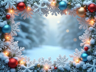 Fondo azzurro con decorazioni di natale - christmas background with branches and balls