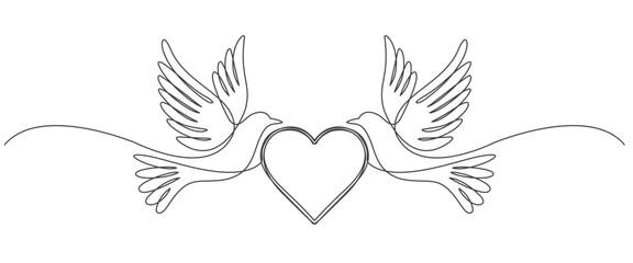 Couple of dove line art vector illustration	