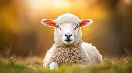 Obraz premium Adorable Sheep in Golden Sunlight