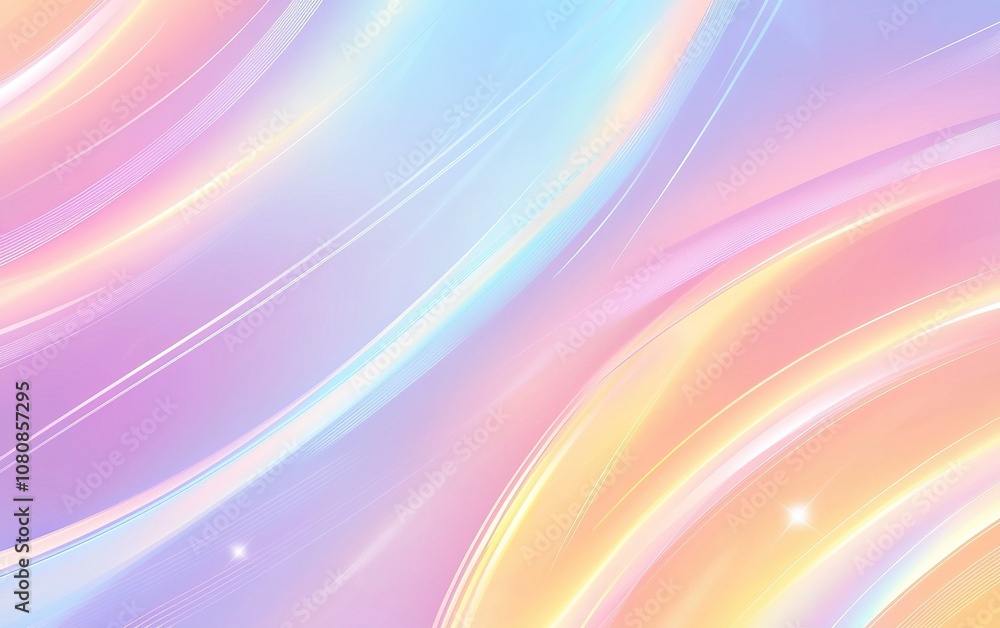 Poster colorful abstract swirl patterns create a dreamy atmosphere in pastel shades on a soft gradient back
