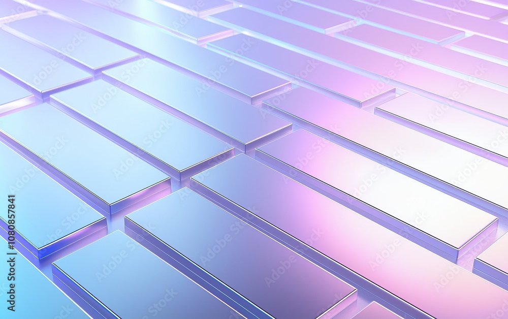 Poster shiny abstract blocks with gradient reflections in a modern digital environment created for artistic