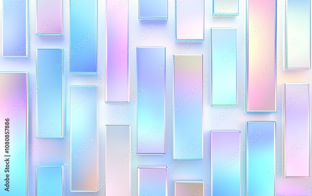 Poster Abstract gradient pattern featuring pastel rectangles with a glossy finish, perfect for backgrounds or creative projects
