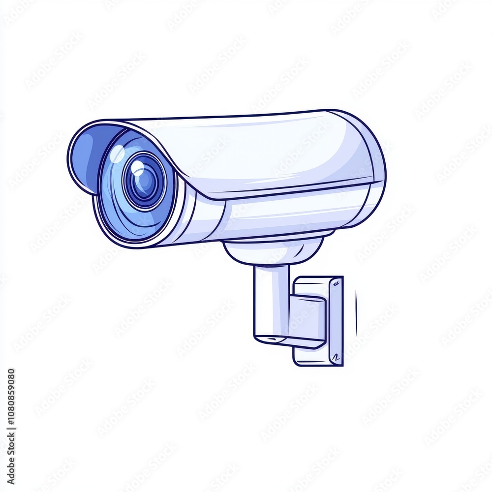 Poster stylish illustration of a security camera with clean lines and minimalist design for modern surveill