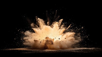 Dust Explosion Against Dark Background