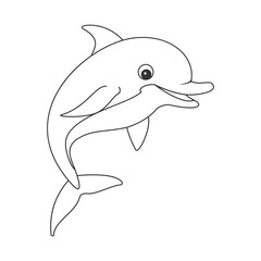 A black and white drawing of a dolphin jumping out of water