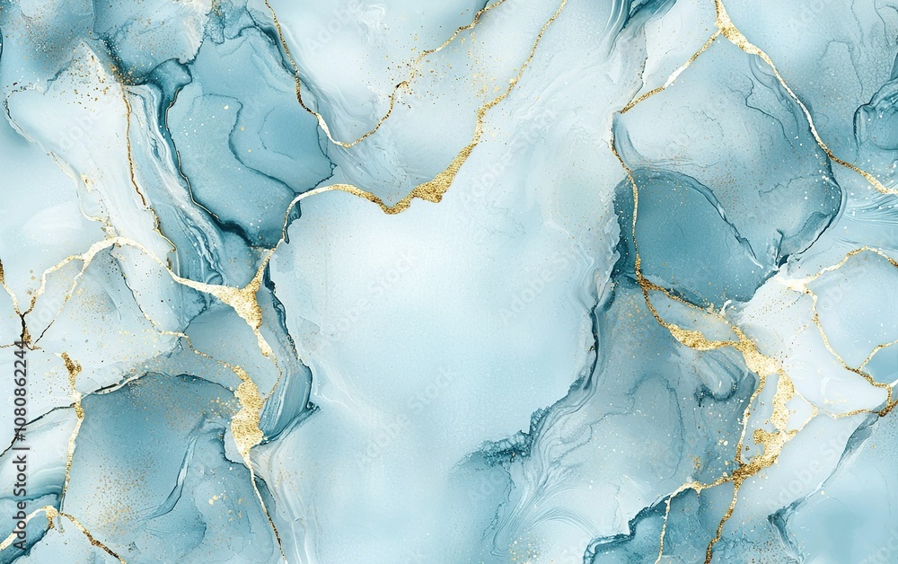 Poster elegant blue and gold abstract marble background design with fluid patterns and intricate details fo