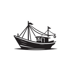 Simple Vector Icon of a Thai fishing boats – Logo Design Illustration