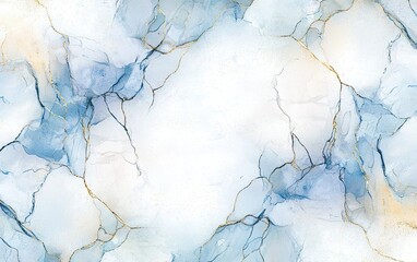 Naklejka premium Beautiful abstract marble texture with soft blue and white colors featuring delicate golden veins throughout in a serene design
