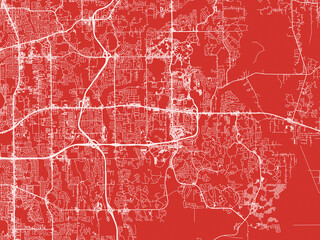 Christmas Map of Alafaya  Florida, USA in Snowy White on Festive Red Background.