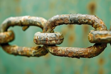 Fototapeta premium A chain link is shown in a close up