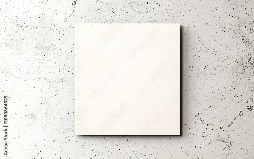 Poster Blank canvas on a textured concrete surface ready for artistic expression and creativity in a modern workspace setting