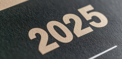 Fototapeta premium business plan 2025 concept. Close-up of a 2025 business plan document with sections labeled Marketing Strategy and Brand Goals