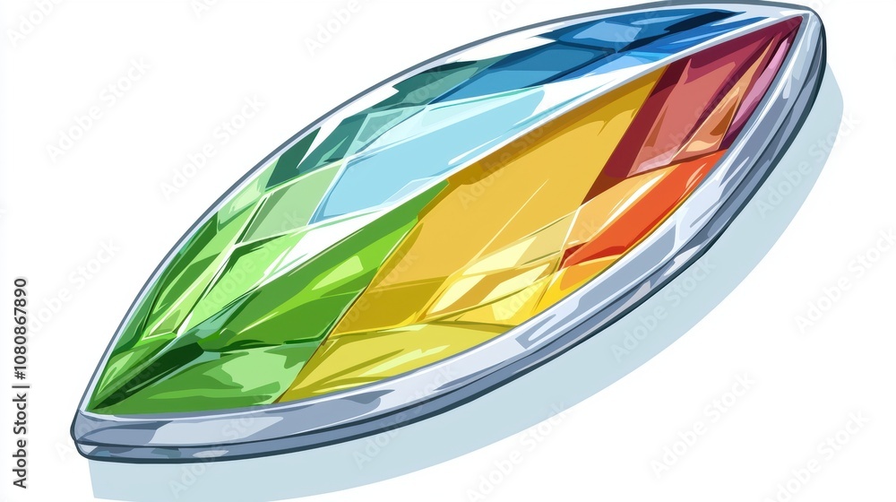 Poster Colorful Gemstone with Various Facets and Reflection Displaying a Spectrum of Colors for Artistic and Design Purposes in Creative Projects