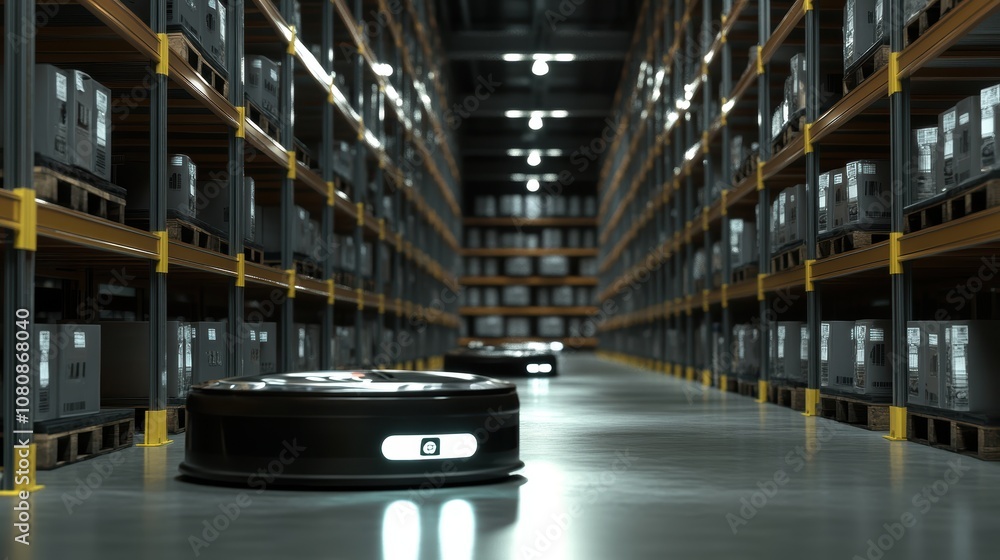Aufkleber robots automating inventory management in a modern warehouse