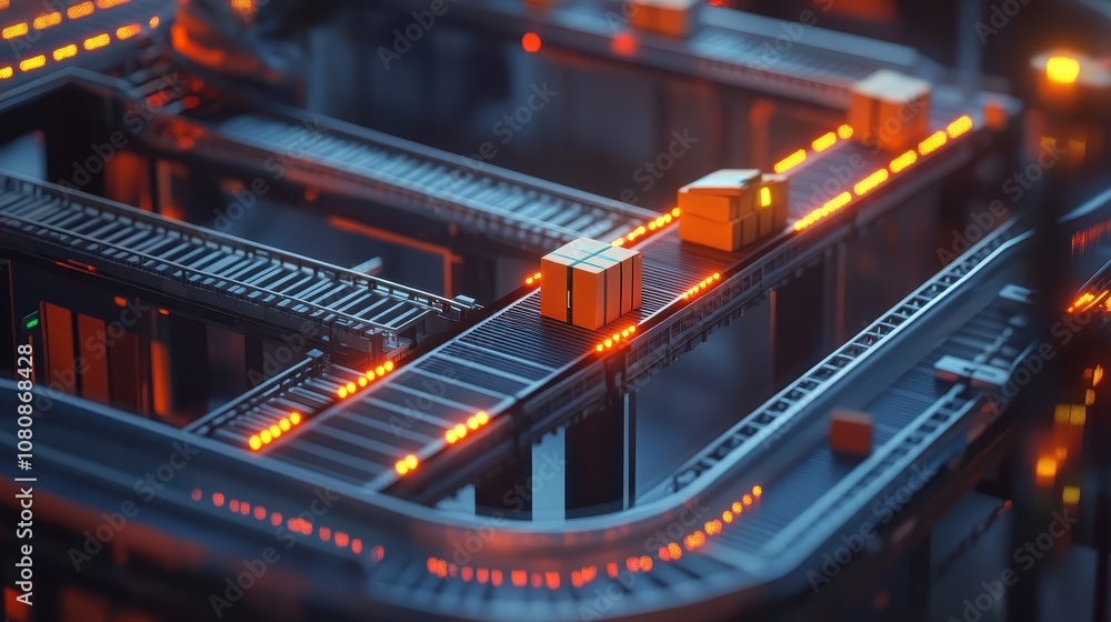 Aufkleber robots moving packages through a complex network