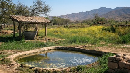 Rural area with limited access to clean drinking water