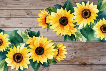 Cheerful Watercolor Yellow Sunflower Border Set for Invitations and Decor