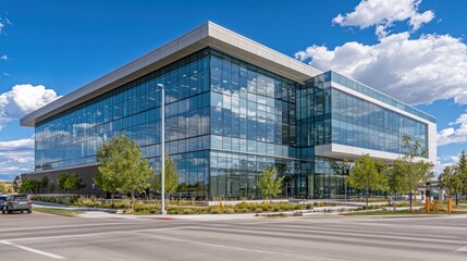 Modern Office Building with Glass Facade