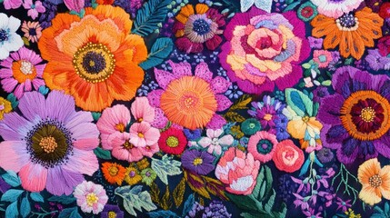 Embroidered Floral Tapestry