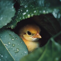 baby chicken in the garden