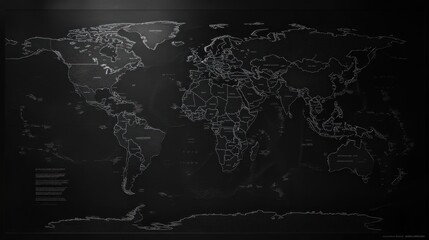 World Map Outline in Black and White