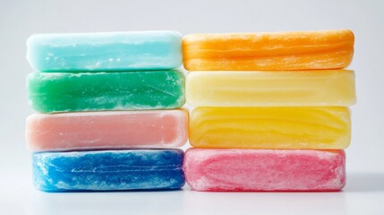 Colorful Stack of Soap Bars: A Fresh and Clean Collection