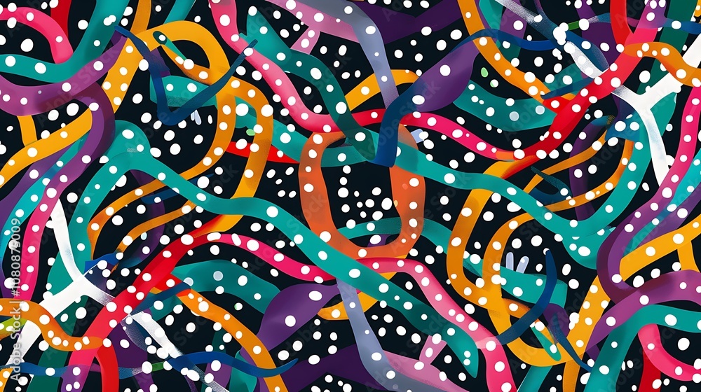 Poster abstract background with colorful lines and dots