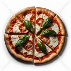 pizza with tomatoes and mozzarella, basil, traditional pizza