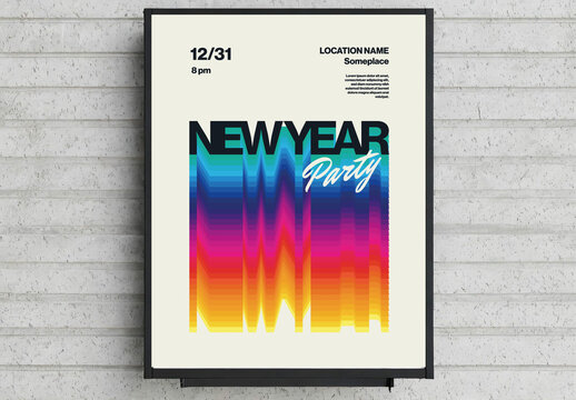 New Year's Eve Party Poster Template with Linear Gradient Typography
