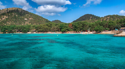 Formentor Beach, Blue Flag Beach, Formentor Peninsula, Pollensa Bay, Comarca Sierra de Tramuntana, Mediterranean Sea, Mallorca, Islas Baleares, Spain, Europe